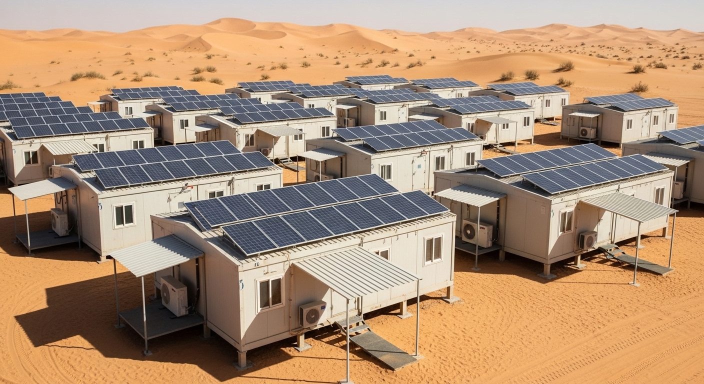 Off-grid solar power for a remote camp