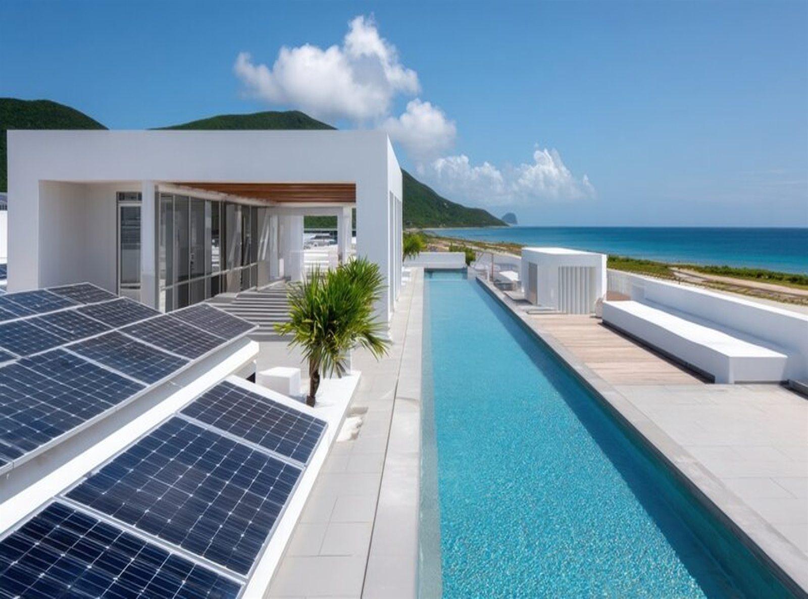 Solar system on a residential villa